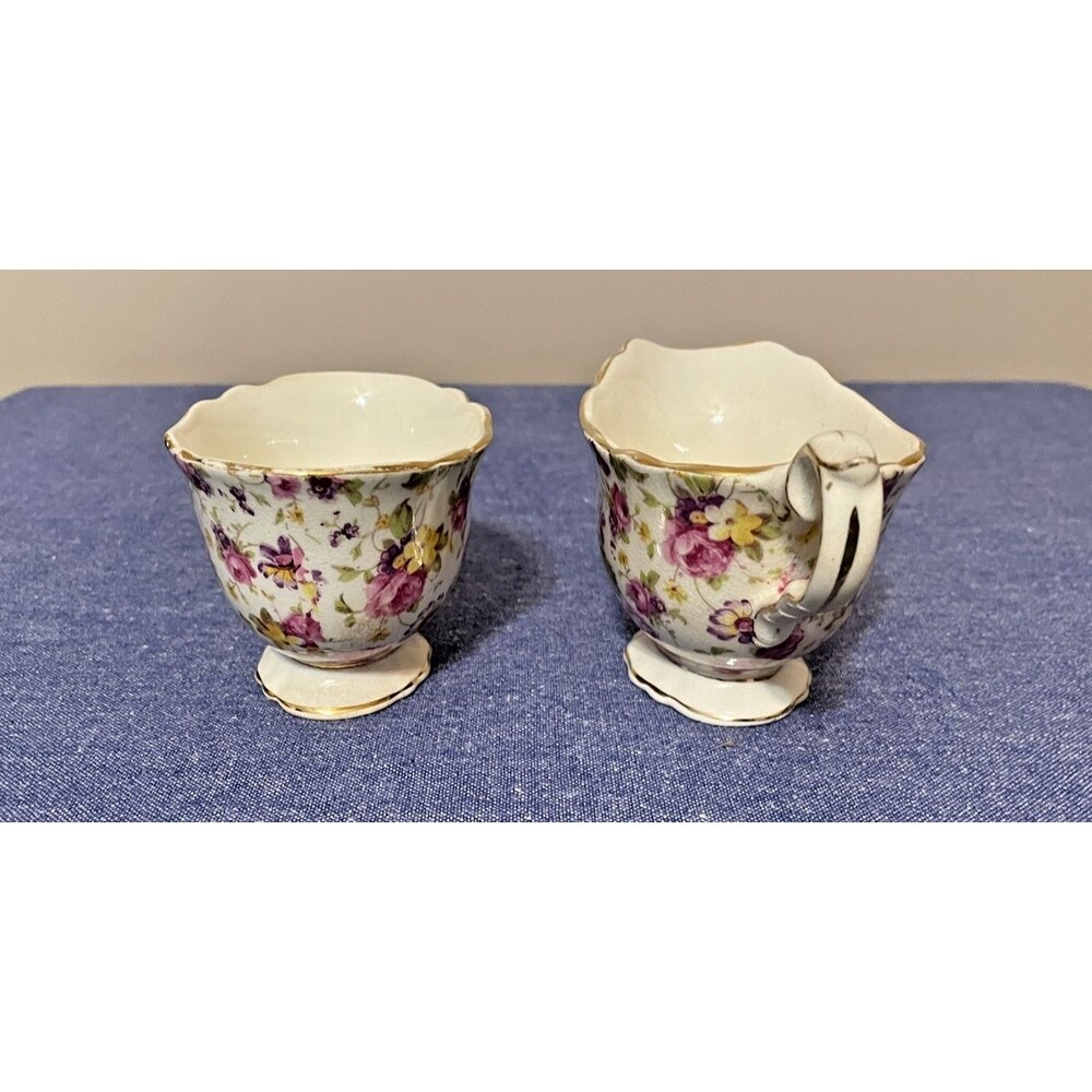 Vintage James Kent Ltd Longton Rapture Pattern #3007 Creamer And Sugar Bowl - Picture 7 of 11